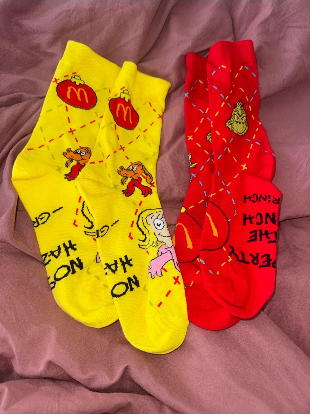 Brand new limited editions McDonald’s Grinch socks / set of 2